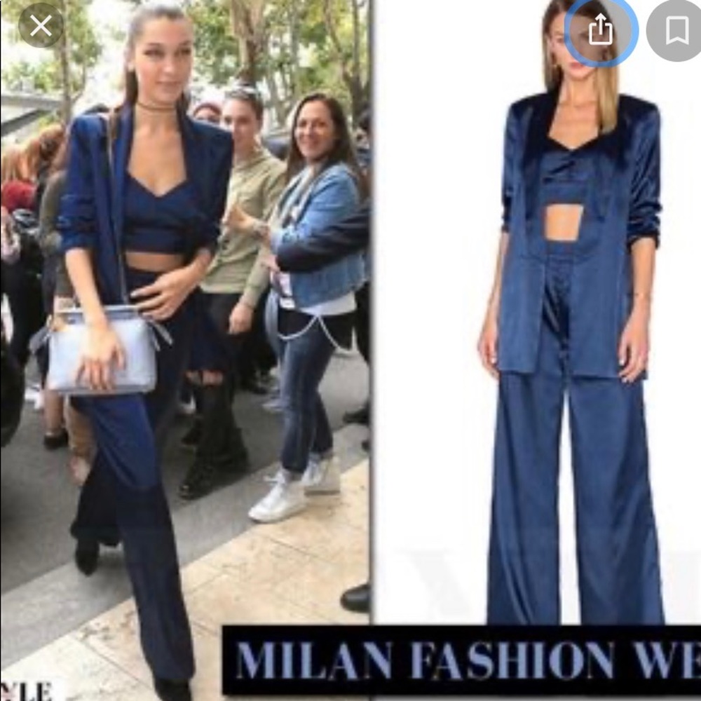 Two pieces satin blue suit